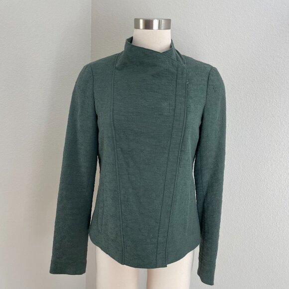 Vince Womens Small Textured Green Zip Up Jacket Cotton Blend - Picture 3 of 11